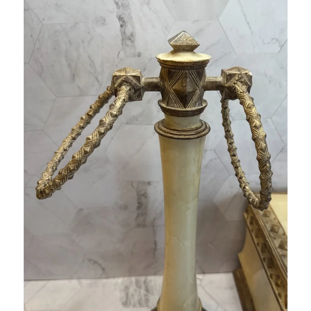 Vtg Towel Tree Tissue Cup Brunswick India Ink Bathroom Accessory Set Faux Marble